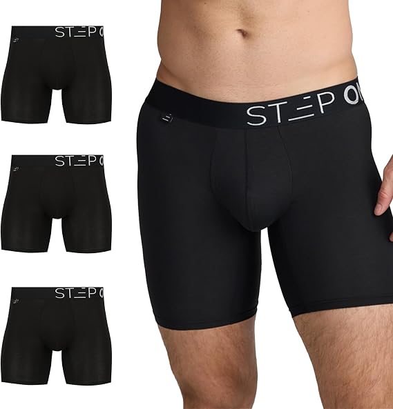 STEP ONE Mens Boxer Briefs, Underwear for Men Pack of 3, Anti Chafing Mens Underwear, Comfortable Moisture-Wicking Boxers