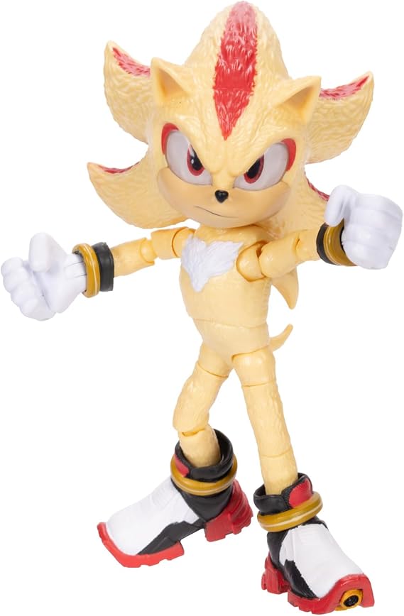 Sonic the Hedgehog Sonic 3 Movie Super Shadow Action Figure by Jakks Pacific with Stand 5" / 13cm tall Highly articulated for boys/girls Official licensed product 3 pieces Recommended for ages 3 and