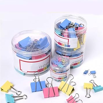Binder Clips,Paper Clamps Assorted Size Clips, Office,Teacher Gifts and Business Office Clips Kits with Separately Stored Box for Office School Home Desk Supplies, Assorted Sizes, Multicolor