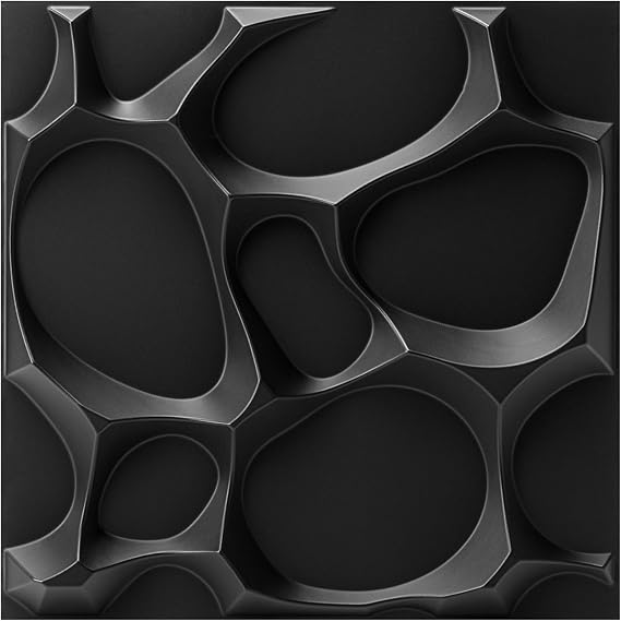 Art3dwallpanels 33 Pack 3D Wall Panels, Black, 12''x12''