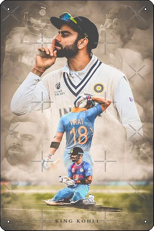 Ascending Virat Kohli Wallpaper Poster Metal Tin Sign 12 X 8 Inch Funny Man Cave Home Office Bar Decor