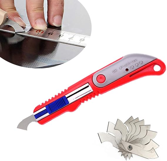 1 Acrylic Cutter and 10 Pcs Blade Set, Multi-Use Cutter with Cutting Blade(Red)