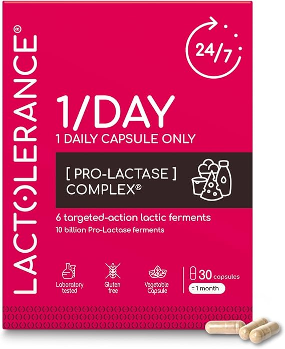LACTOLERANCE 1/Day Daily Probiotic, Lactase Precursor, 24h, 30 Capsules