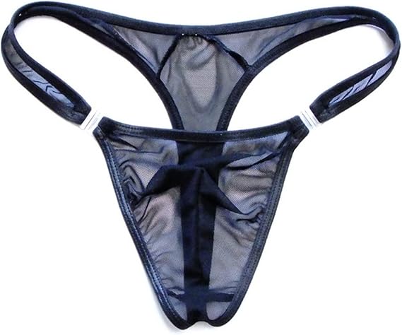 Erotic Mesh See-through Gay Mens Thongs Sexy Button Underwear Bikini Gay G-string Tanga T-back Funny Men