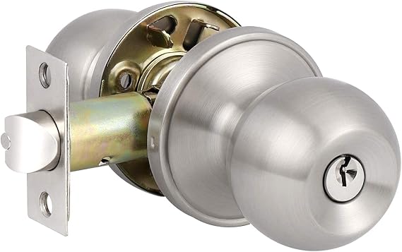 Knobonly 8 Pack Keyed Entry Door Knobs, Brushed Nickel Round Ball Door Knob, Keyed Alike Locking Door Knobs, Satin Nickel Finish