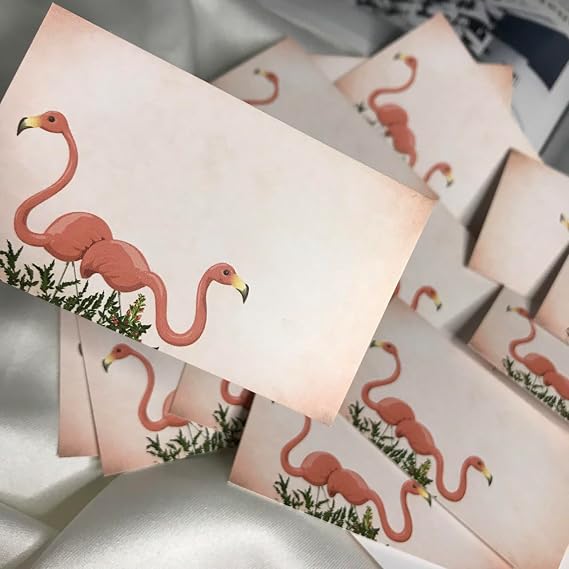 Flamingo Baskılı Mesaj Kartı 10'lu Set Tek Taraflı Yazılabilir Not Kartı 8x5 cm Hediye Tebrik – casalinghi