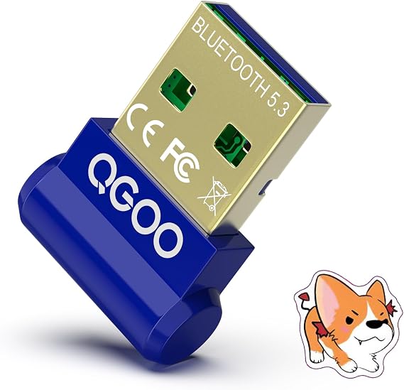 USB Bluetooth Adapter for PC - QGOO Bluetooth Dongle 5.3 EDR, Wireless Receiver for Desktop Computer Laptop Windows 8.1/10/11(blue-019)