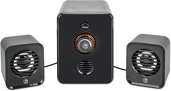 MANHATTAN Bluetooth USB Powered 2.1 Stereo Speaker System - with Subwoofer and 2 Small Satellite Speakers, 3 Audio Connection Modes - for Computer, PC, Laptop, Desktop - 167345