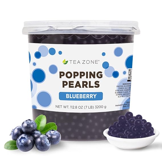 Tea Zone [7 Pounds] Blueberry POPPING PEARLSTM for Boba Tea Beverages, Sweets, Ice Cream Topping | B2056