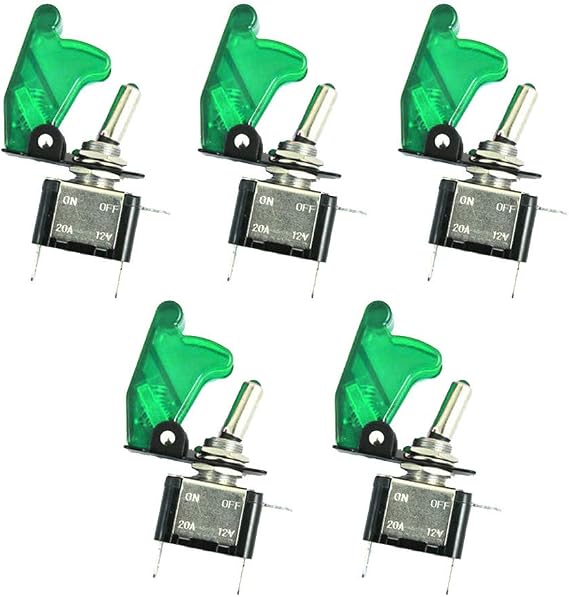 ESUPPORT Car Green Cover Green LED Light Rocker Toggle Switch 12V 20A