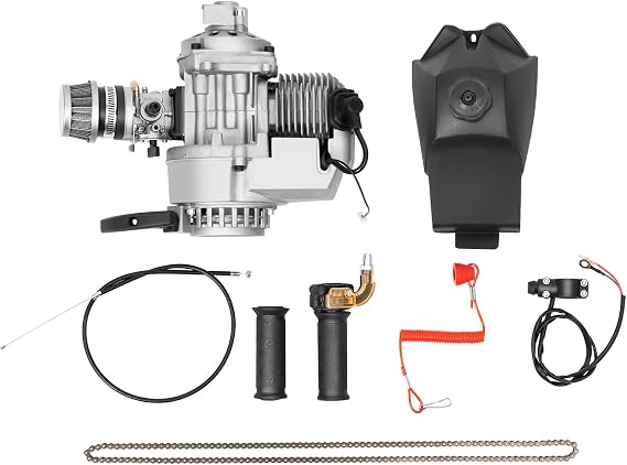 Bicycle Engine Motor Kit - 49cc 2-Stroke Motorized Bike Kit with Fuel Tank & Single Cylinder Air Cooled Engine Motor for Pocket Bike, Mini Dirt Bike, ATV, or Scooter