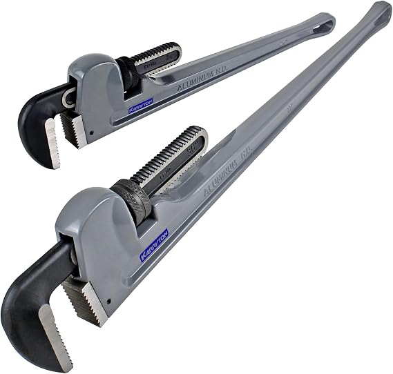 Aluminum Pipe Wrench (24"+ 36"), Adjustable Straight Handle Plumbing Wrenches, Heavy Duty Plumbers Tool with Drop Forged Jaw,Exceed the Standard GGG
