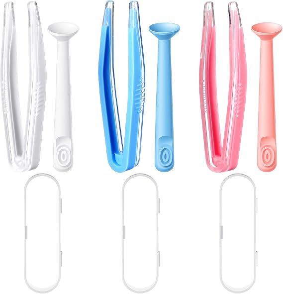 6PCS Contact Tool Remover And Inserter,Portable Contact Lens Remover, Contacts Lenses Applicator Tool with Tweezers Suction Stick Storage Case, for Remove Artificial Eyes Scleral Lenses