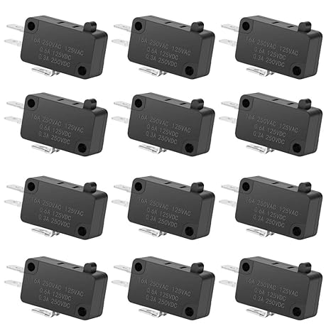 125V/250V 16A SPDT Snap Action Button Micro Limit Switch for Microwave Oven Door Arcade KW3 by MUZHI(12Pack)