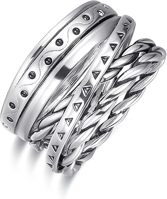 Wide Criss Cross Ring for Women Bobo Engraved Rhodium Plated Brass Rings Womens Overlapping Wrapped Up Rings Size 5-9