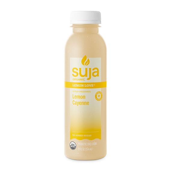 Suja Organic Cold-Pressed Lemon Love, Lemon Juice with No Additives, Excellent Source of Vitamin C for Immunity Support, Vegan, Plant-Based & USDA Certified (12 Fl Oz)