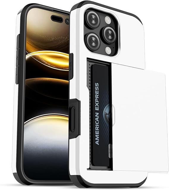 Jiunai for iPhone 16 Pro Max Case Wallet Holds 2 Card Slide Card Slot White