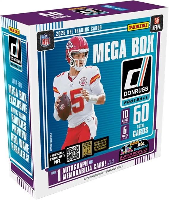 202526 Panini Donruss Football Mega Box Retail Exclusive Parallels & Inserts NFL Trading Cards Sealed Retail Mega Box
