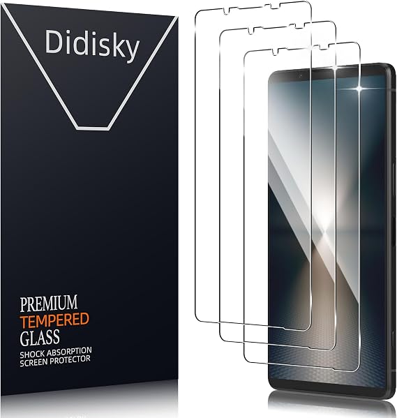 Didisky 3 Pack Tempered Glass Screen Protector for Sony Xperia 1 VI 5G 6.5'', Anti-Scratch, 9H Hardness, No Bubbles, High Definition Screen Protector, Easy to Use