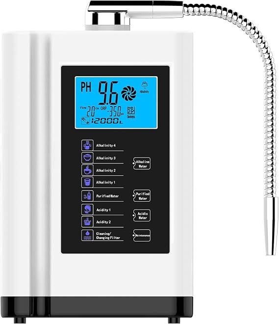 Water Purifier Ph 3.5-10.5 Alkaline Acid Water Machine,Up to -600mv Orp,7 Water Settings Home Filtration System,8000l Each Filter,Automatic Cleaning,Smart Voice,White-220V