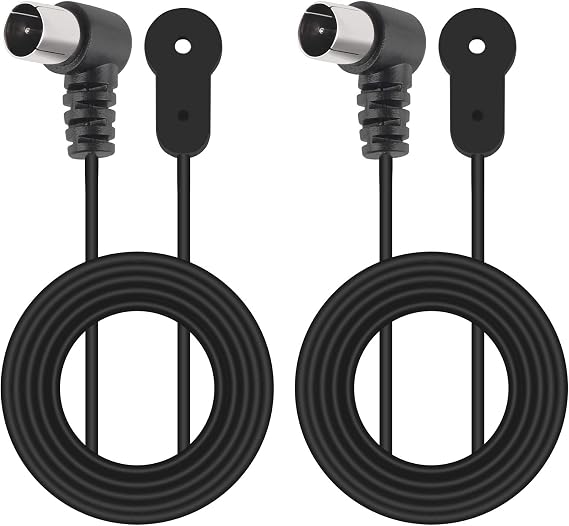2pcs FM Antenna for Stereo Receiver Indoor, FM Radio Antenna 75 Ohm UNBAL F Type Male Coaxial Cable Wire Antenna for Most Table Top Home Stereo Receiver Radio Receiver Antenna