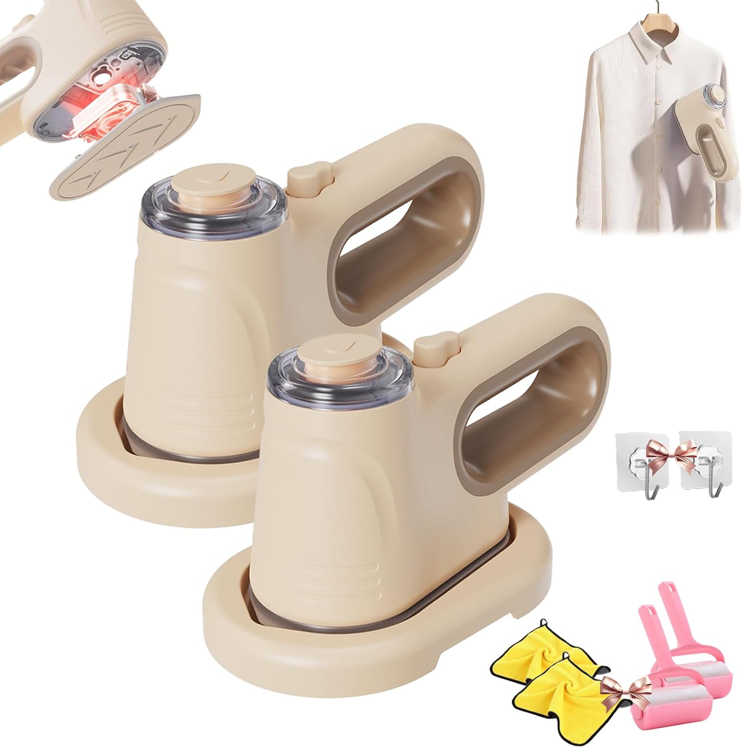 Sightfelt 2025 Vacuum Steamer for Clothes, 1000W Vacuum Steamer with 600ml Tank Delivers, Rapid Heating - Instant Wrinkle Removing, for Travel and Car Interior Care 2Sets