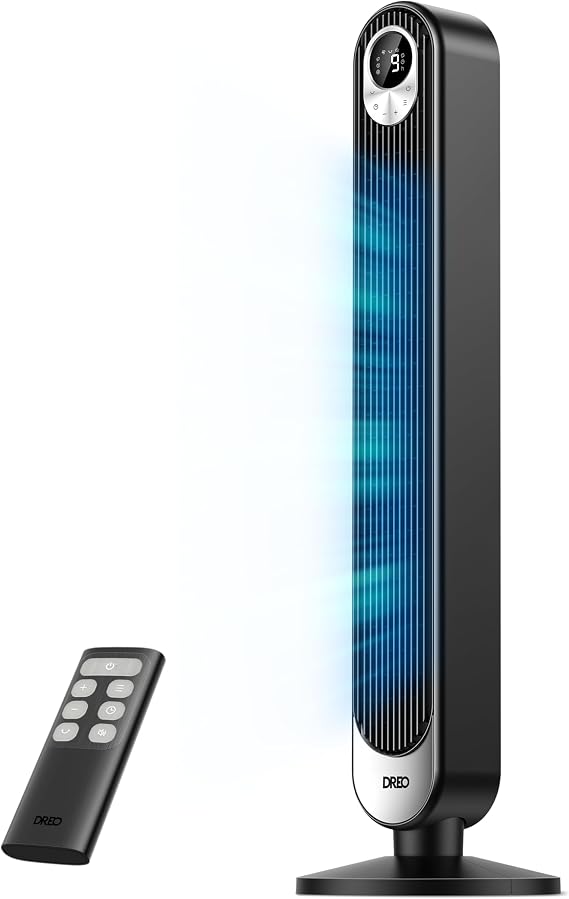 DREO Tower Fan for Bedroom, Upgraded 28ft/s High Velocity, 20dB Quiet | 9 Speeds, 4 Modes, 12H Timer, 90 Oscillating Cooling Standing Fan for Indoor Home Office Room, 42 inch