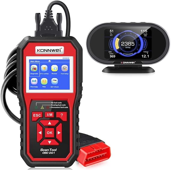KW850 OBD2 Scanner + KW206 Car HUD Gauge