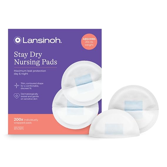 Lansinoh Stay Dry Disposable Nursing Pads, 200 Count