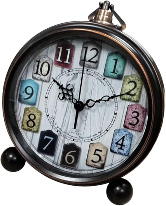 ARTIBETTER Retro Alarm Clock Metal and Glass Small Vintage Desk Clock Silent Table for Bedroom Home Decor 6.1X5.3X1.8 Inches No Battery