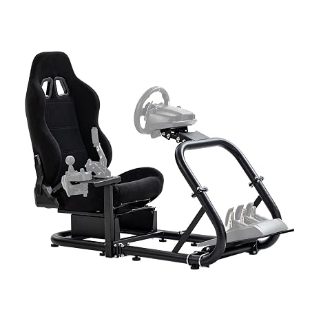 Marada Racing Cockpit Frame Stable and Adjustable Fit for Logitech G25 G27 G29 G920 G923, for Thrustmaster, Racing Wheel, Steering wheel, Wheel Pedal and Shifter Not Include (with Seat)