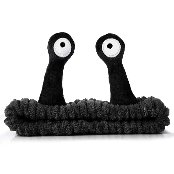Molain Face Wash Headband, Palm and Snail Spa Hair Bands Makeup Headbands Women Cartoon Cute Coral Fleece Elastic Headband Creative Hair Accessories for Washing Face Shower Sports (Black)