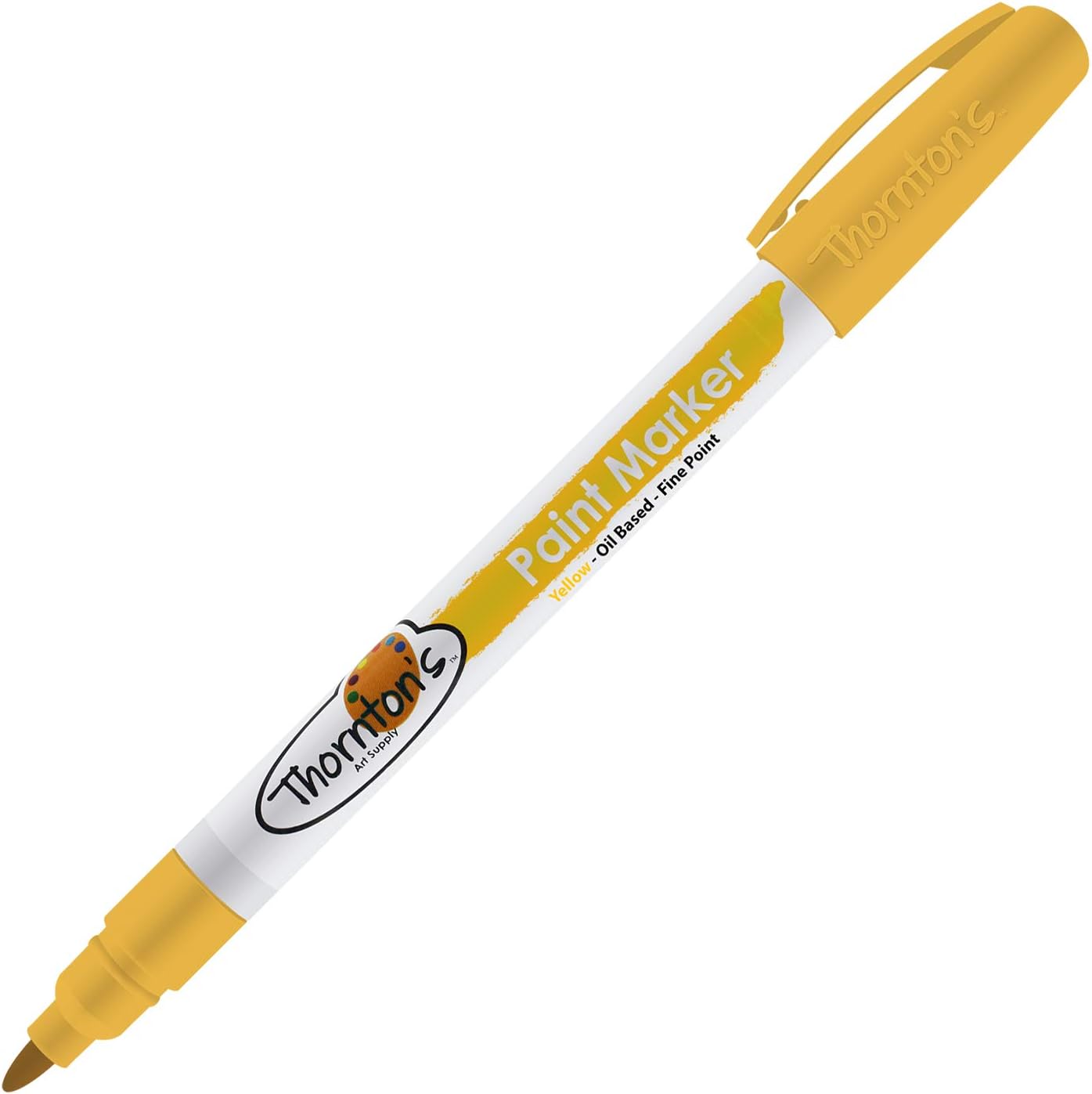 Thorntons Art Supply Vibrant Premium Oil-Based Paint Markers Pen Fine Yellow for Craft, Rock Painting | Safe for Kids | Write on Multi Surface Glass Metal Stone Ceramics Wood Rubber Plastic