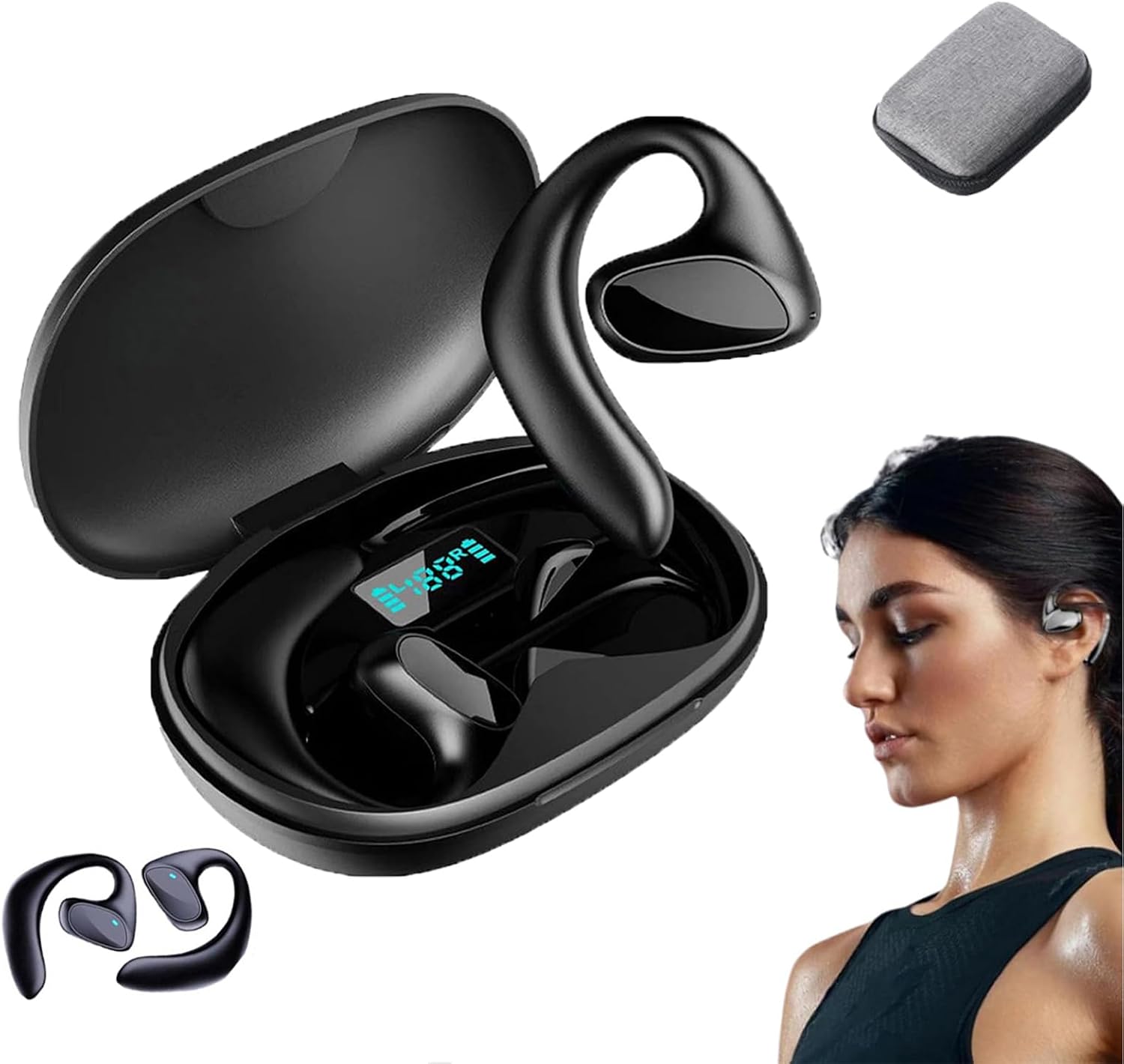 Talkbuds Translator, Qinux Talkbuds, V2 Ai Language Translator Earbuds, Real Time AI Translation Earbuds Supporting 144 Languages for Travel Business Learning Black