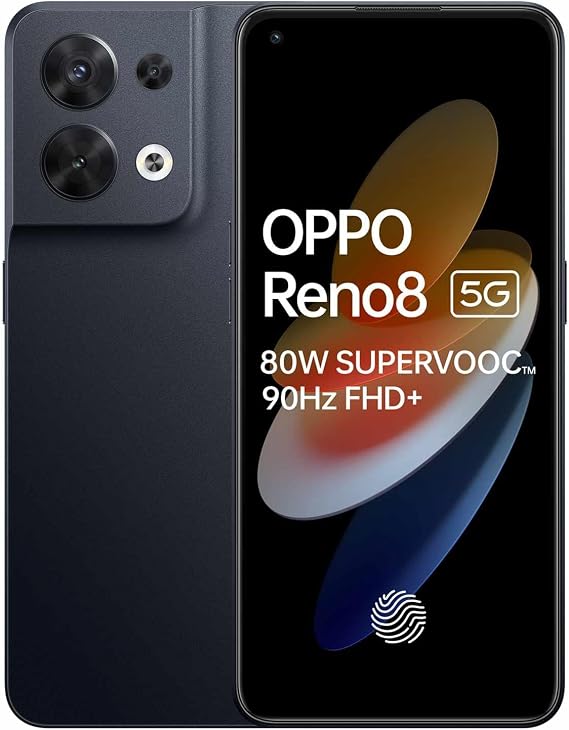OPPO Reno8 5G Dual 256GB ROM 8GB RAM Factory Unlocked (GSM Only | No CDMA - not Compatible with Verizon/Sprint) Mobile Cell Phone - Black