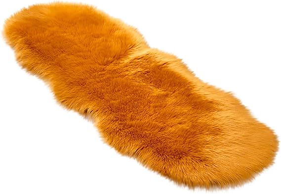 Ultra Soft Faux Fur Rug - 2x5 Feet 17 Colors Faux Sheepskin Fur Area Rug Shaggy Couch Cover Seat Cushion Furry Carpet Beside Rugs for Indoor Bedroom,Living Room Runner,Dorm Room (Orange)