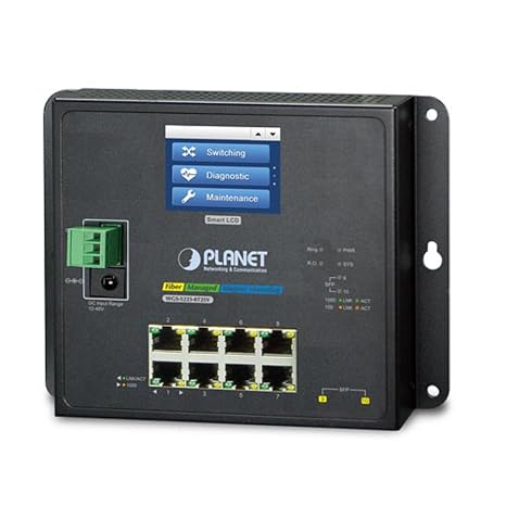 WGS-5225-8T2SV Industrial L2+ 8-Port 10/100/1000T + 2-Port 100/1000X SFP Wall-Mount Managed Switch with LCD Touch Screen