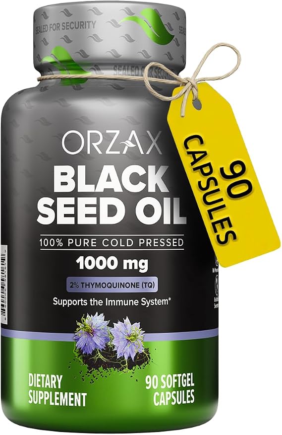 ORZAX Black Seed Oil 1000 mg 20 mg Thymoquinone per Softgel