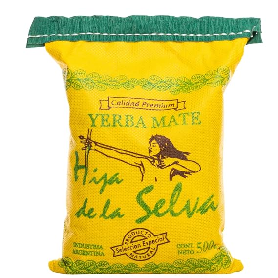 Hija de la Selva Yerba Mate Traditional Loose Leaf Tea 500g (1.1 lb) | Barbacua Flavor | Sustainably Grown in Argentina | Naturally Aged 2 Years | Gluten-Free, Vegan, Agrochemical-Free