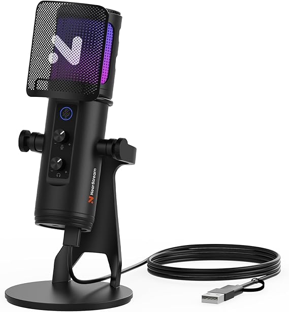 NearStream USB Gaming Microphone for PC, Noise Canceling and RGB Lighting
