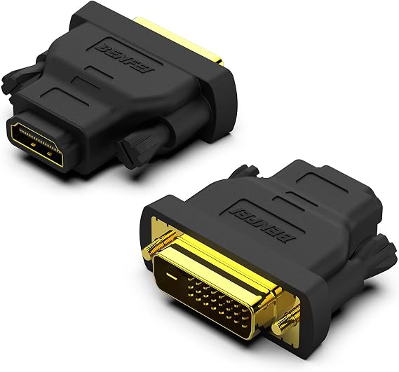 BENFEI DVI to HDMI, Bidirectional DVI-D to HDMI Male to Female Adapter with Gold-Plated Cord 2 Pack