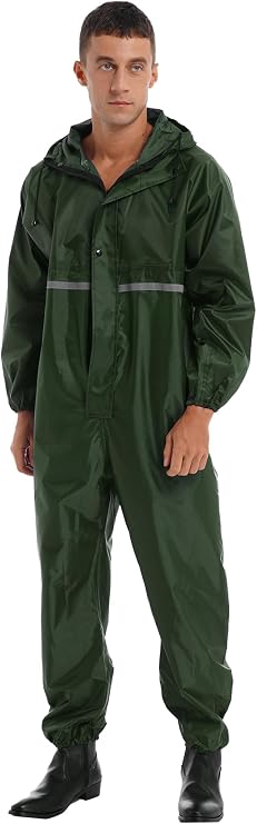 Motorcycle Biker Waterproof Full Body One Piece Rain Suit Lightweight Reflective Overalls Rainwear for Men Women