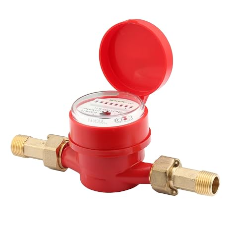 DN15 Water Meter 1/2" NPT, AWWA C712 Certification Gallon Water Flow Meter, Cold and Hot Water Meter for Garden/Home/Apartment, Horizontal Install.