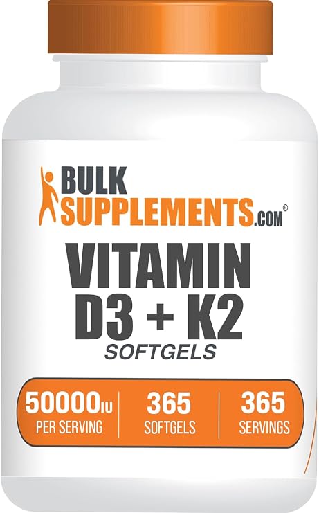 Vitamin D3 50,000IU + Vitamin K2 200mcg Softgels - 365 Count (Pack of 1)