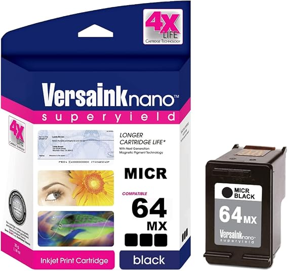 VersaInk-Nano 64 MX Black MICR Ink Cartridge for Check Printing