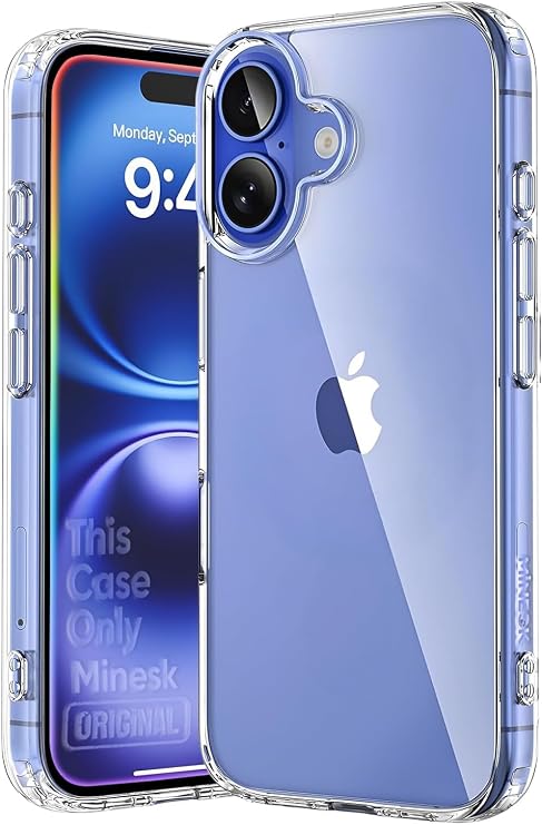 Minesk iPhone 17 ile Uyumlu Crystal Clear (Ultra Şeffaf Silikon) Kılıf Arkası Sert Polikarbonat Kenarları Yumuşak TPU Darbe Emici iç Hava Yastığı Destekli Kapak (17)