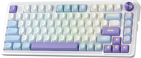 Redragon K673 PRO 75% Wireless Gasket RGB Gaming Keyboard, 3-Modes 81 Keys PBT Compact Mechanical Keyboard w/Hot-Swap Socket, Dedicated Knob Control & 5-Layer Noise Dampening, Custom Linear Switch