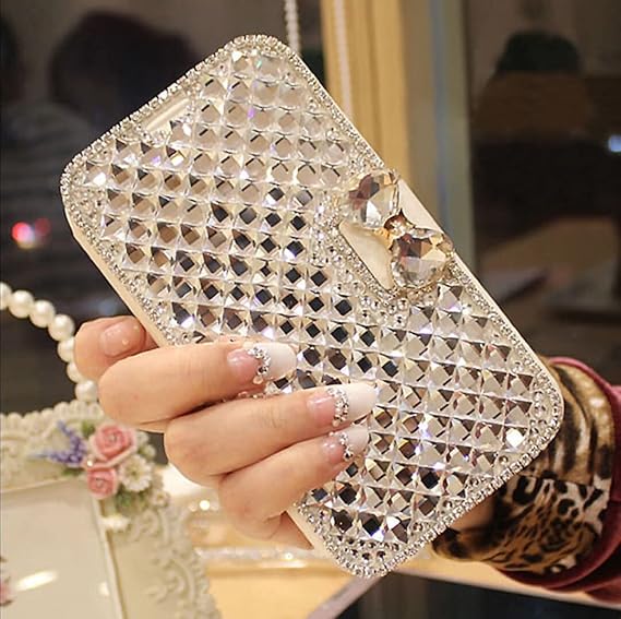 Compatible with OnePlus Nord N200 5G Bling Wallet Case for Woman Stylish Diamond PU Leather Flip Folio Stand Case with Card Holder,3D Sparkle Crystal Bowknot Magnetic Buckle, Silver