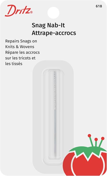 Dritz Snag Nab-It 2.5 Inch Snag Repair Tool for Knits and Wovens | Metal snag repair tool for knits, wovens, woolens, sweaters, drapes, upholstery; works on lined garments and labels
