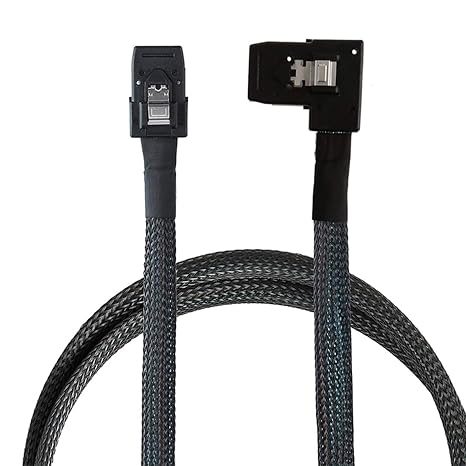 Mini SAS 8087 Straight to SAS SFF-8087 Left-Angle Cable 12G High-Speed Internal Server Interconnect (1M)